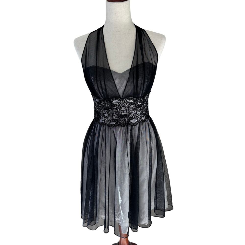 Vintage 90's Y2K Zum Zum Niki Livas Formal Dress Lace Sheer Whimsygoth Size 7